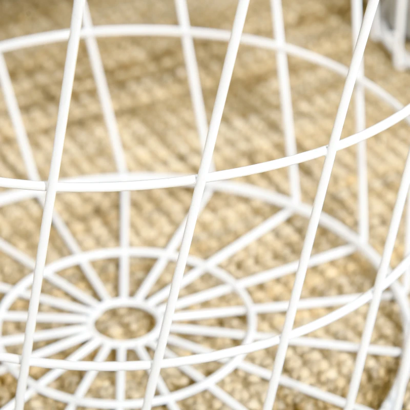 HOMCOM End Tables Set of 2, Nesting Tables with Storage, Round Accent Side Tables with Removable Top, White/ Natural