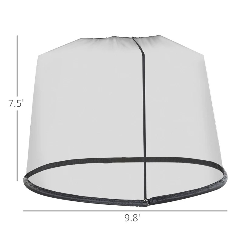 Outsunny 7.5FT Patio Umbrella Net, Universal Canopy Mesh Netting with Zipper Door, Weight & Draw String for Umbrella Table or Outdoor Seating, Black