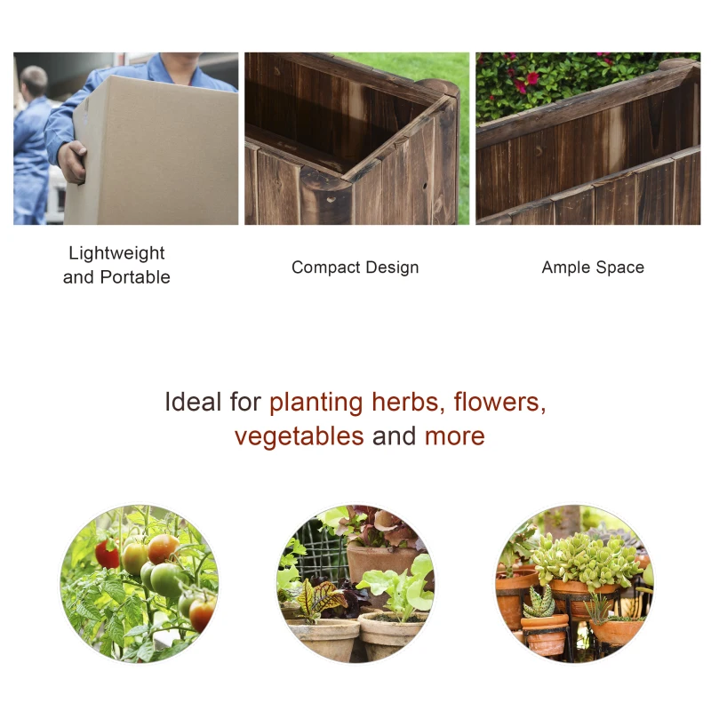 Outsunny 48" x 20" x 18" Raised Garden Bed, Raised Planter Box, Wooden Planter Raised Bed with Drainage Gaps & Lightweight Build, Natural Wood