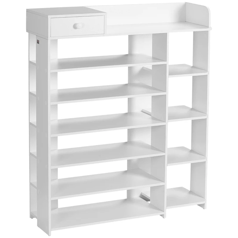 HOMCOM Shoe Rack Storage Shoe Organizer with Drawer, Boot Rack, for Entryway Closet Hallway, 35.4"x11"x41.7", White