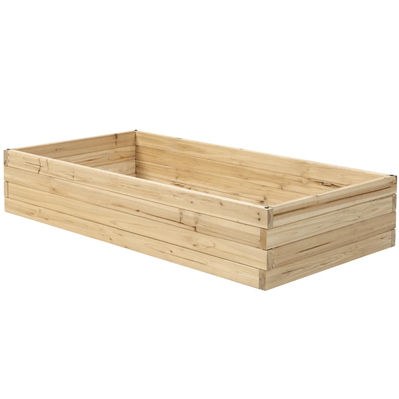 Outsunny 47" x 24" x 9" Raised Garden Bed, Outdoor Wooden Planter Box for Growing Vegetables, Flowers, Fruits, Herbs, and Succulents, Easy Assembly