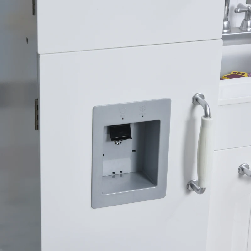 Qaba Kids Kitchen Playset with Telephone, Wooden Kitchenette for kids with Cookware, Storage Cabinet, Water Dispenser, Blackboard, Toddler Pretend Play Kitchen with Cooking Accessories for Aged 3+