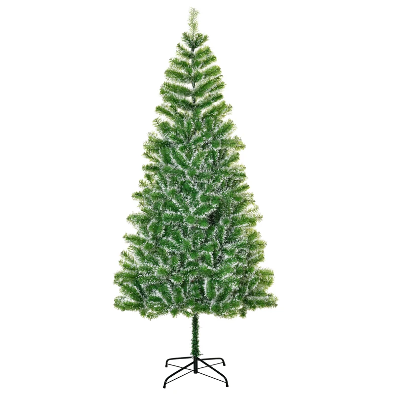 HOMCOM 7FT Christmas Tree Artificial Classic Tree Holiday Indoor Decoration, with Mental Support 968 Tips, Green