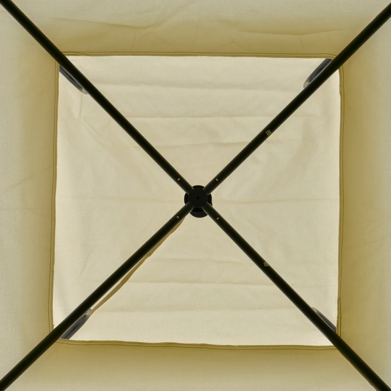 Outsunny 11' x 11' Outdoor Canopy Tent Party Gazebo with Double-Tier Roof, Steel Frame, Included Ground Stakes, Beige
