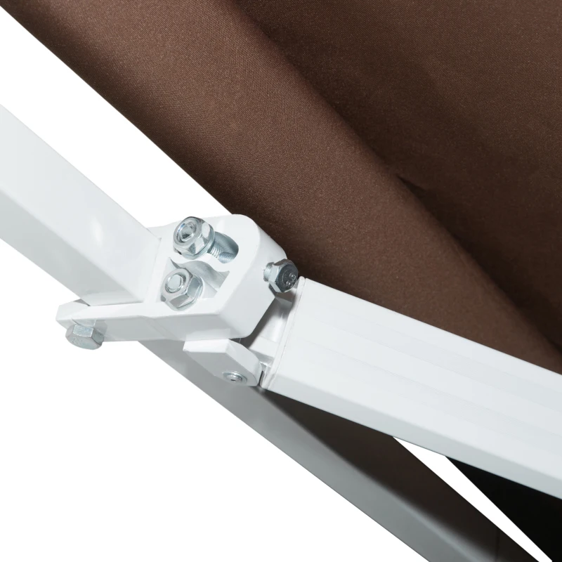 Outsunny 12' x 8' Retractable Patio Awning Sunshade Shelter w/ Manual Crank Handle UV & Water-Resistant for Deck Balcony Coffee