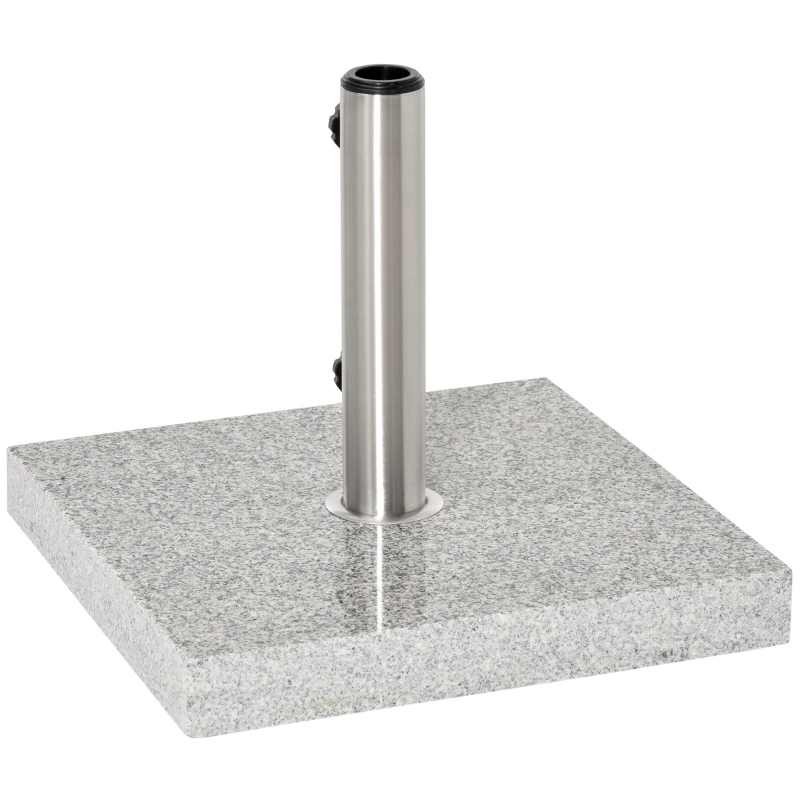 Outsunny 55 lbs Marble Square Umbrella Stand 16.5" Market Heavy Holder Base w/ Wheels, Grey