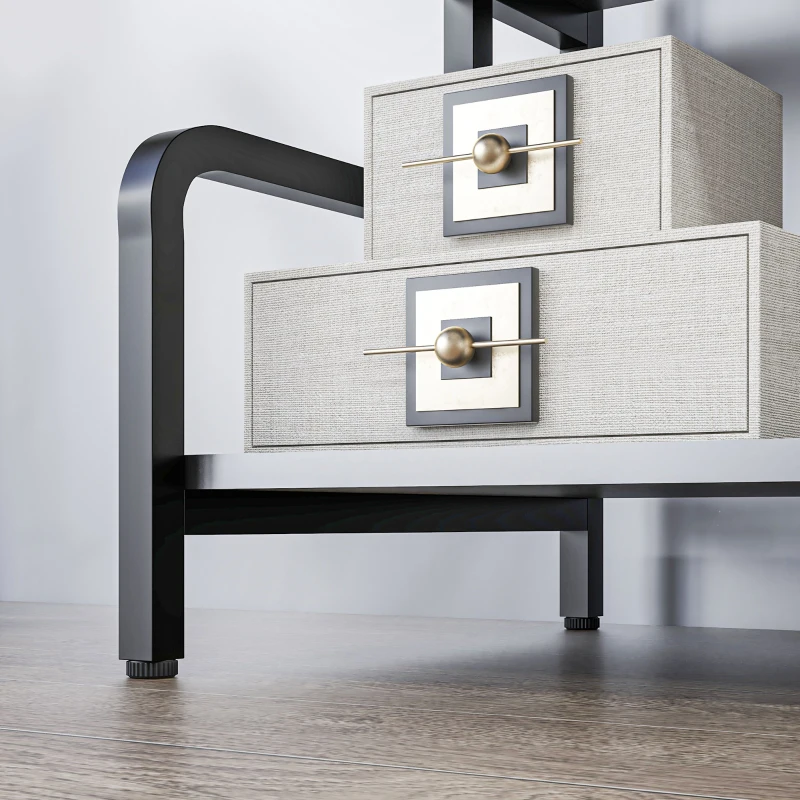 HOMCOM Free Standing Metal Storage Shelf, 3-Tier Small Shelving Unit, Printer Stand for Home Office, Living Room, Black