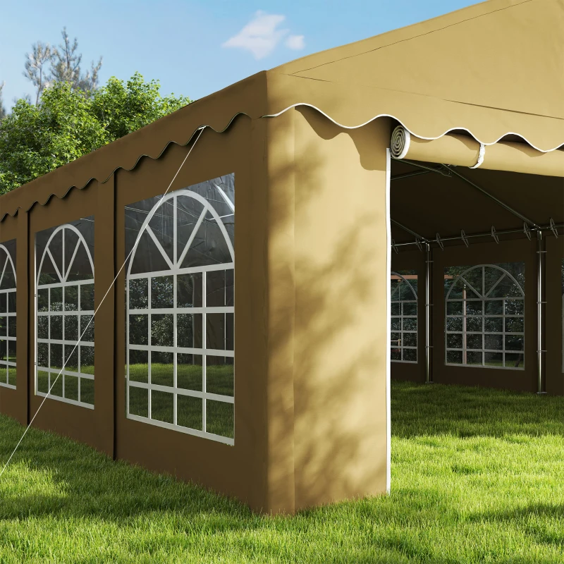Outsunny 20' x 40' Party Tent, Outdoor Canopy Tent with Removable Sidewalls, 12 Windows for Parties, Wedding, Events, BBQ, Brown