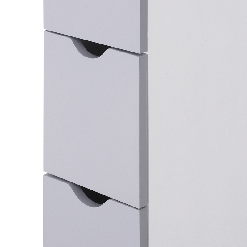 HOMCOM Tall Bathroom Storage Cabinet, Narrow Bathroom Cabinet with Drawers and Open Shelves for Small Spaces, White and Grey