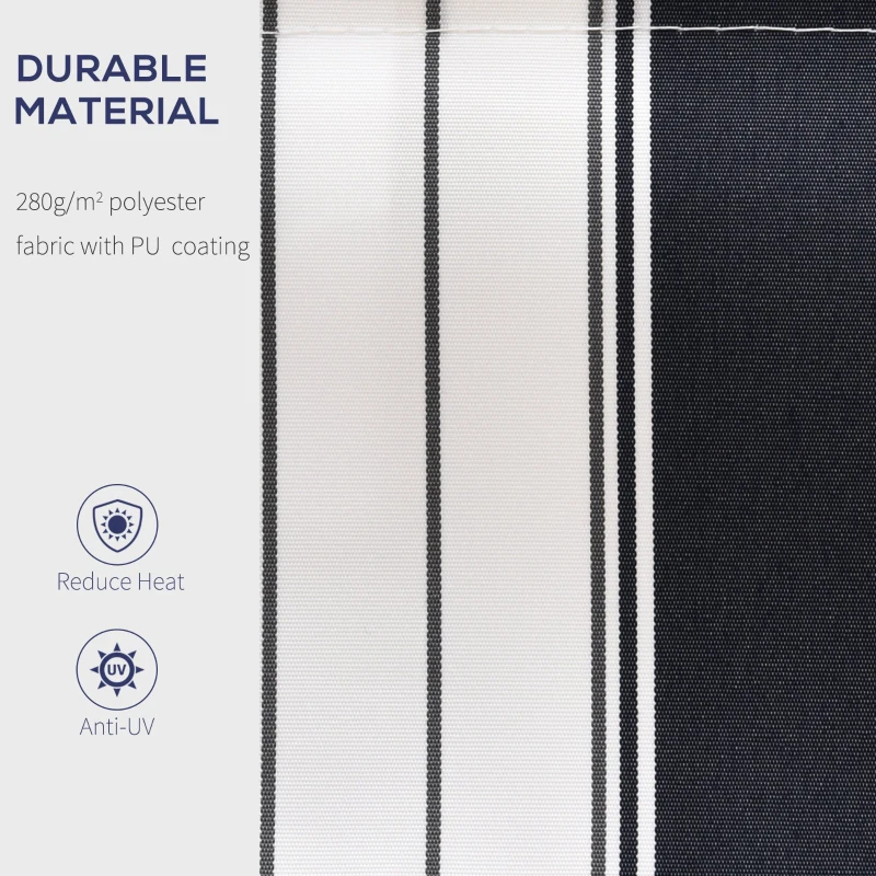 Outsunny 8' x 7' Retractable Awning, Patio Awnings, Sunshade Shelter with 280 g/m² UV & Water-Resistant Fabric and Aluminum Frame for Deck, Balcony, Yard, Blue and White