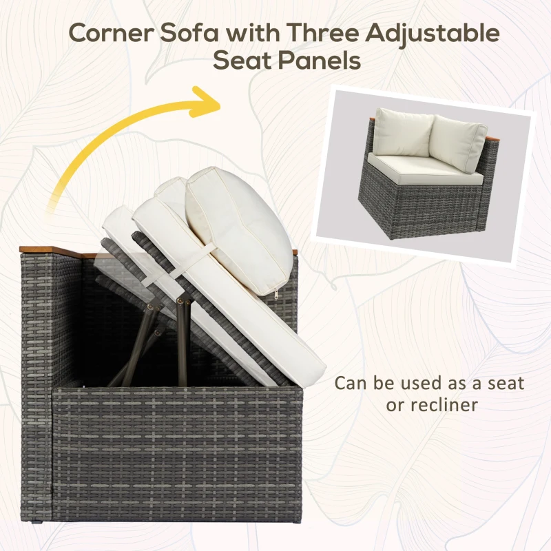 Outsunny 7 Pieces Outdoor Patio Furniture Set, PE Rattan Wicker Sectional Sofa Set with Cushions, Coffee Table, White