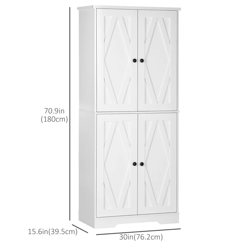 HOMCOM Freestanding Storage Cabinet, Kitchen Pantry Cabinet with Doors and Shelves Kitchen Storage Cabinets for Dining Room