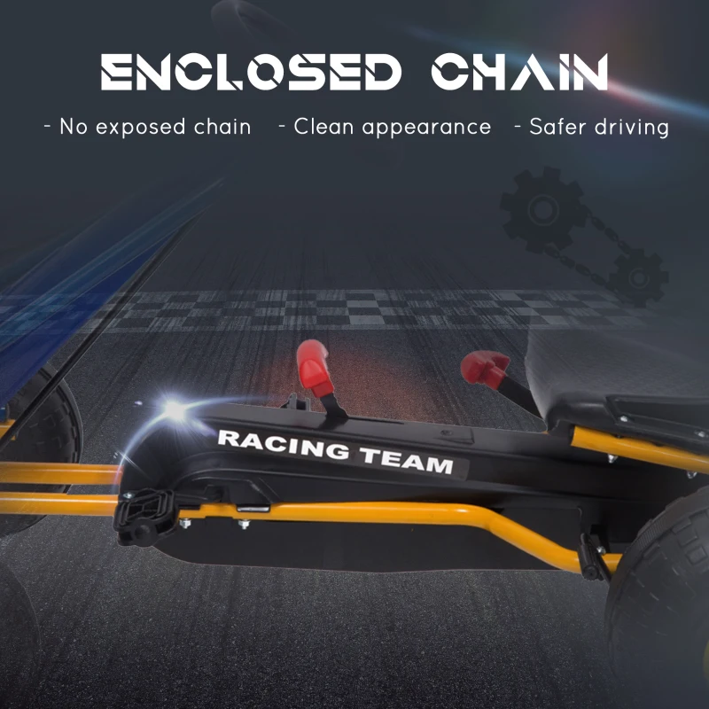 Soozier Pedal Go Kart Racing Style Children Ride On Car Outdoor Racer Adjustable Seat