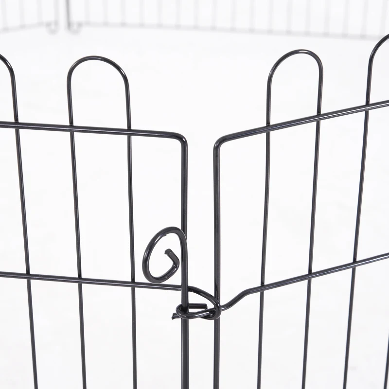 PawHut 24inch 8-Panel Dog Playpen Octagon Pet Exercise Playpen Crate Foldable Dog Cage Pen Puppy Kennel, Black