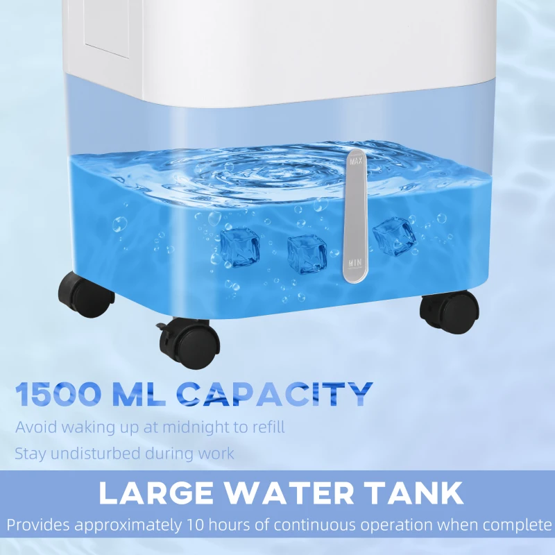 HOMCOM Cooling Fan for Bedroom with Ice Pack, Tower Fan with Remote Control, 3 Modes, 3 Speeds, 7.5H Timer, White