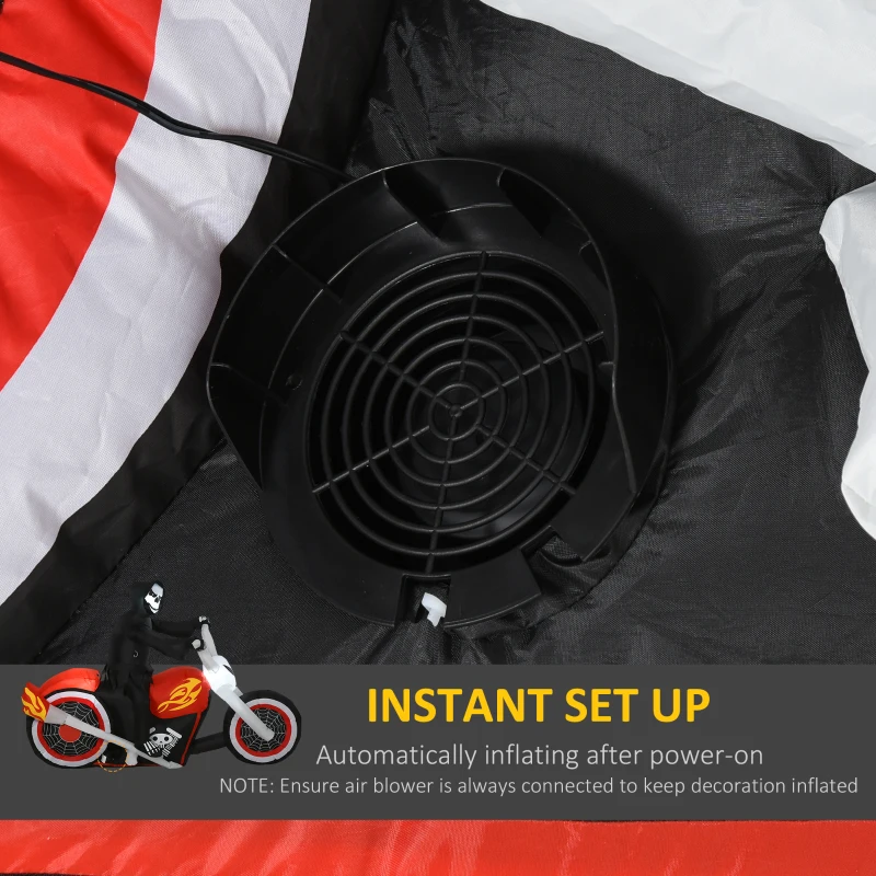 HOMCOM 6' Long Halloween Grim Reaper Flaming Motorcycle Outdoor LED Lighted Airblown Inflatable Decoration Holiday Seaon Garden Lawn Decor