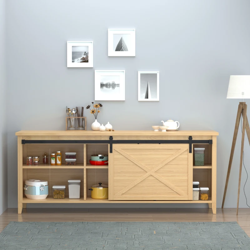 HOMCOM 6FT Mini Barn Door Hardware Kit, Sliding Barn Door Cabinet Hardware Kit for 19.7" Wide Door, Black