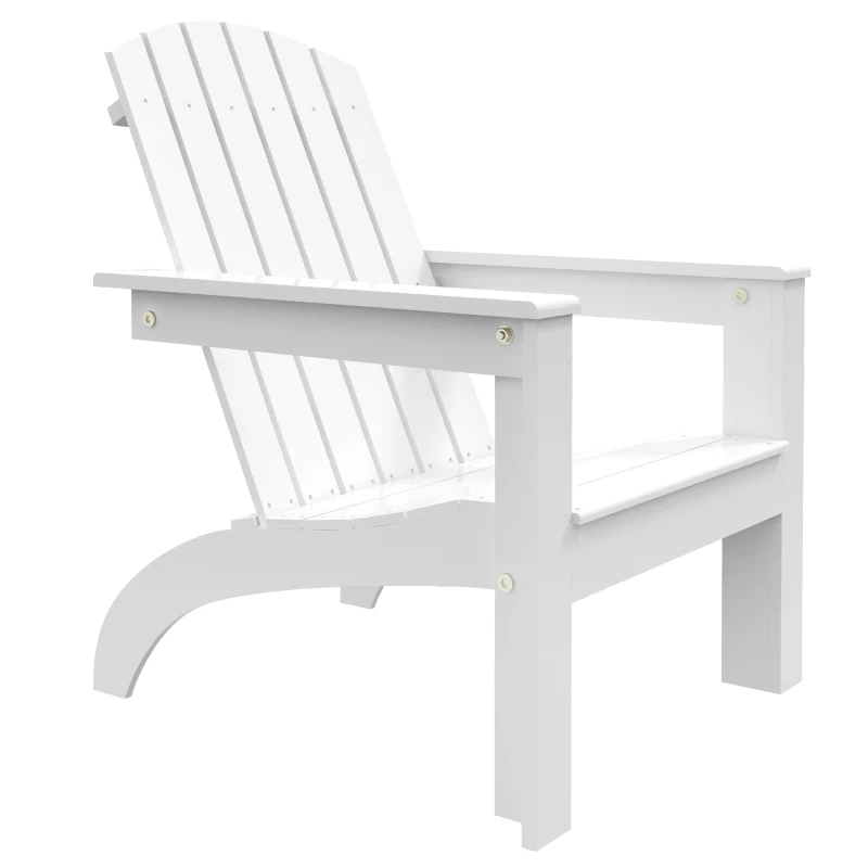 Outsunny Adirondack Chair Patio Muskoka Chair, Outdoor Poplar Wood Fire Pit Chair, Pre-Assembled Backrest Chaise Adirondack with High-back, Large Seat, for Deck, Garden, White