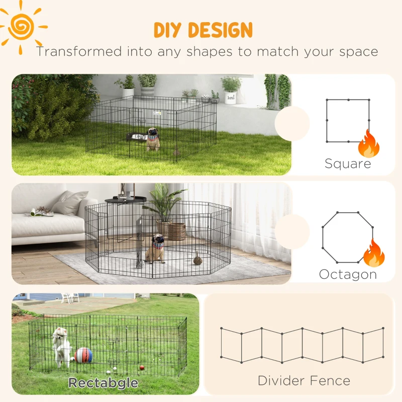 PawHut 24inch Foldable Metal Exercise Pet Playpen Yard Dog Puppy Kennel Cage 8 Panel