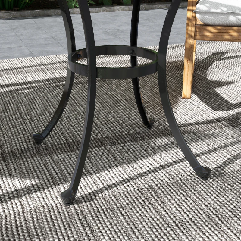 Outsunny Patio Table, Round Side Table with Cast Aluminium Frame, Adjustable Feet for Patio, Garden, Balcony, Black