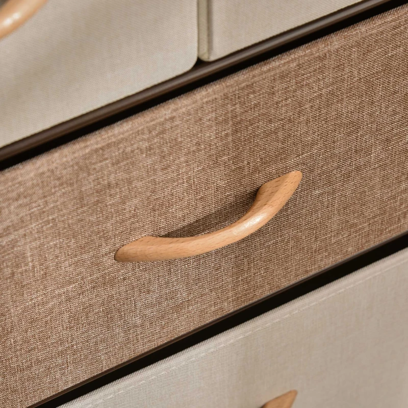 HOMCOM 5-Drawer Fabric Dresser Tower, 4-Tier Storage Organizer with Steel Frame for Hallway, Bedroom, and Closet, Maple Wood