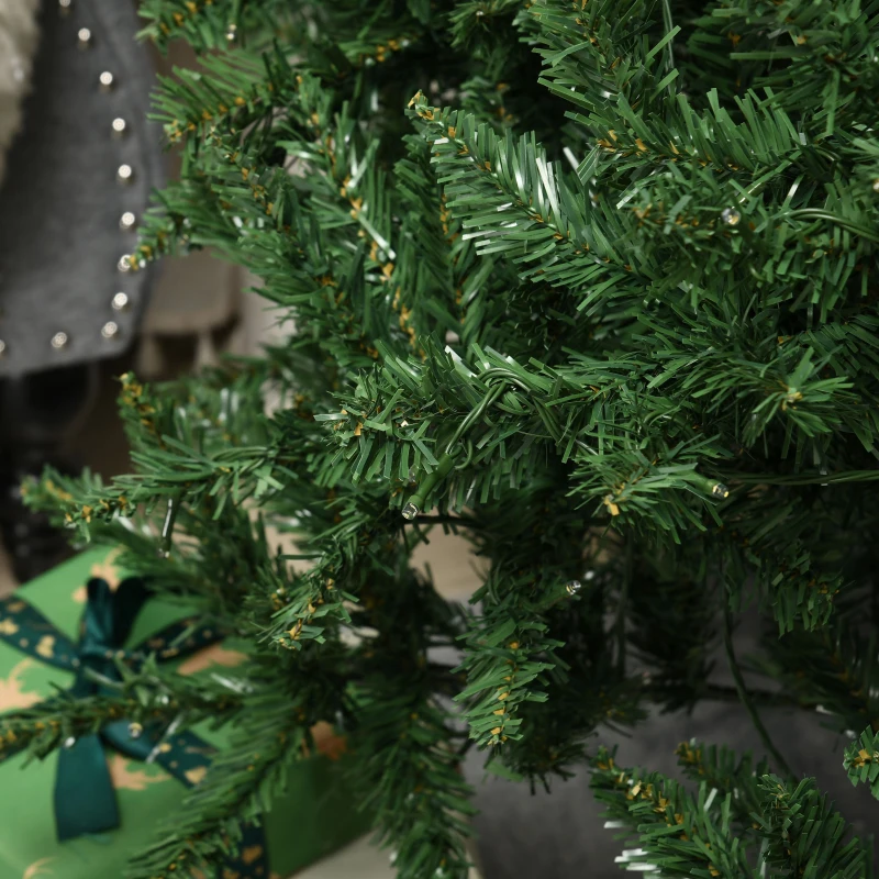 HOMCOM 7.5 Feet Prelit Artificial Christmas Tree Warm White LED Light Holiday Home Xmas Decoration, Green