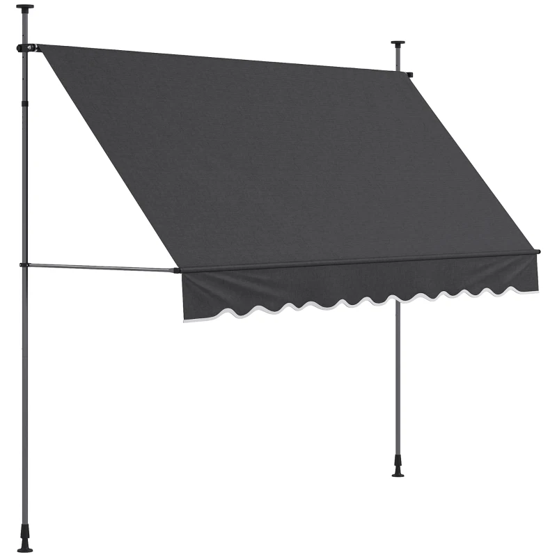 Outsunny 10' x 3' Manual Retractable Awning, Non-Screw Freestanding Patio Awning, UV Resistant, for Window or Door, Dark Grey