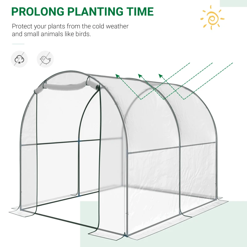 Outsunny 6.6' x 8.2' x 6.6' Dome Tunnel Greenhouse Plant Shed Garden Hot House Growing Tent w/ Roll Up Door, Transparent