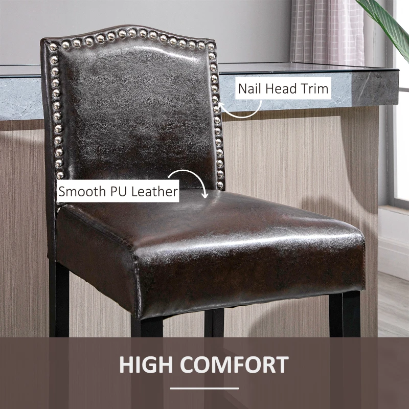 HOMCOM 2 Pieces Retro Style Bar Stools Tall Chair with Back  Footrest for Home Pub