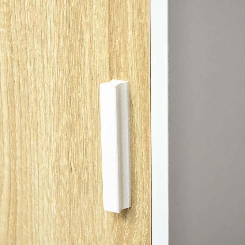 kleankin Tall Bathroom Storage Cabinet, Free Standing Bathroom Cabinet Slim Side Organizer w/ 3-Tier Open Shelf, Door, White