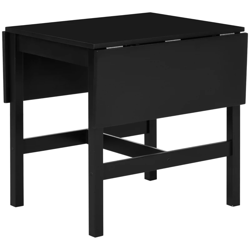 HOMCOM Solid Wood Kitchen Table, Farmhouse Drop Leaf Tables for Small Spaces, Folding Dining Table, Black