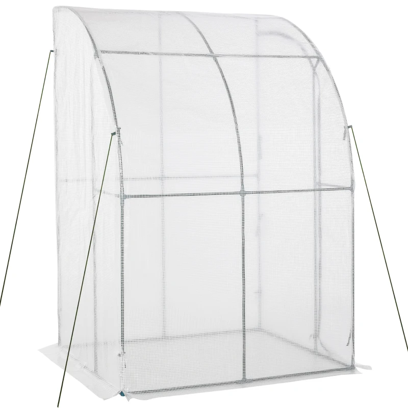 Outsunny 5' x 4' x 7' Outdoor Lean-to Walk-in Garden Greenhouse with Roll-Up Door Hot House for Plants Herbs Vegetables, White