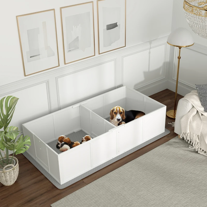 PawHut Whelping Box for Dogs and Puppies w/ Waterproof Pee Pad & Adjustable Door for Medium, Small Dogs, 77" x 38" x 19"
