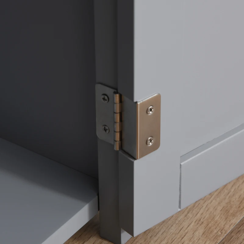 PawHut Wooden Cat Litter Box Enclosure Furniture with Adjustable Partition, Cat Washroom End Table with Open Shelf, Gray