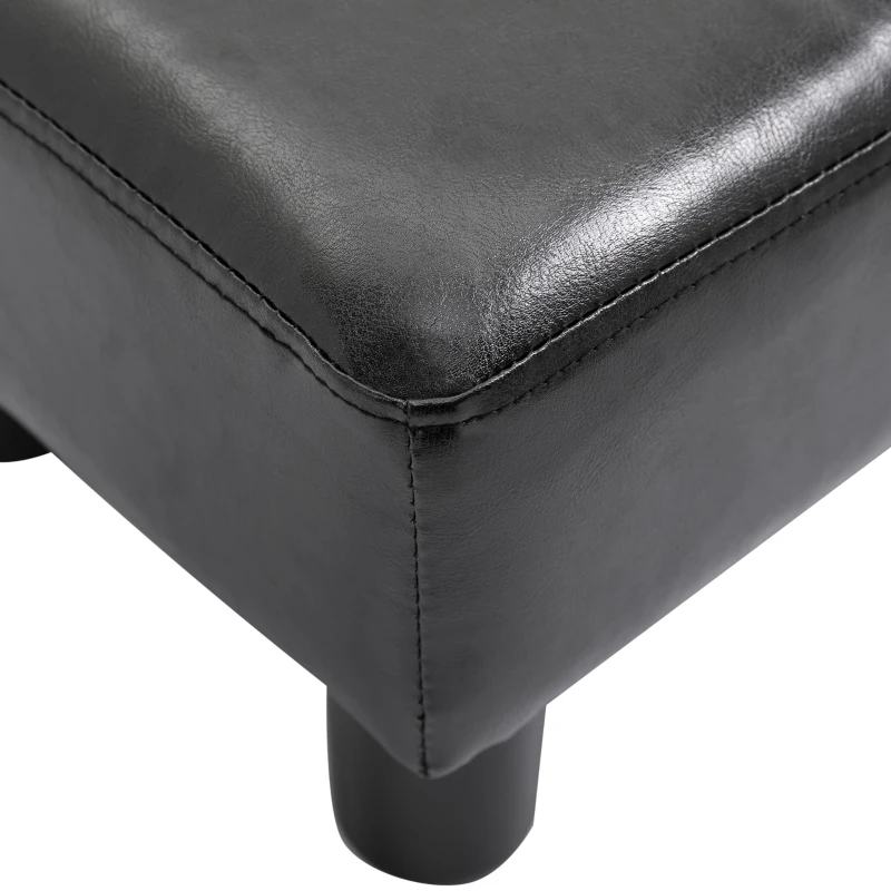 HOMCOM Modern Small Faux Leather Ottoman Footrest Sofa Side Stool Rectangle (Black)