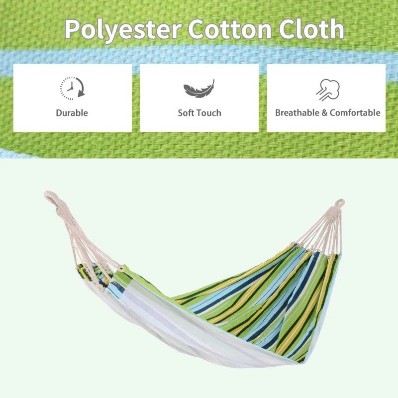 Outsunny Double Hammock, 78"x59" Patio Outdoor Hammock, Bed Sun Bed Lounge Garden Camping Hiking Furniture, Green