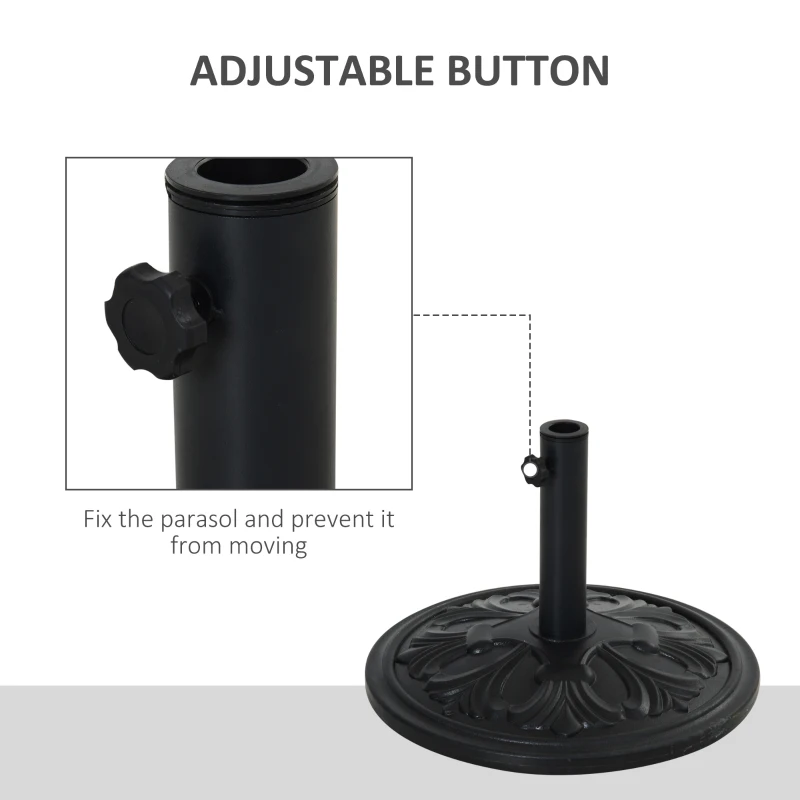 Outsunny 29lbs Cement Round Umbrella Base Heavy Duty 19" HDPE Parasol Stand, Black