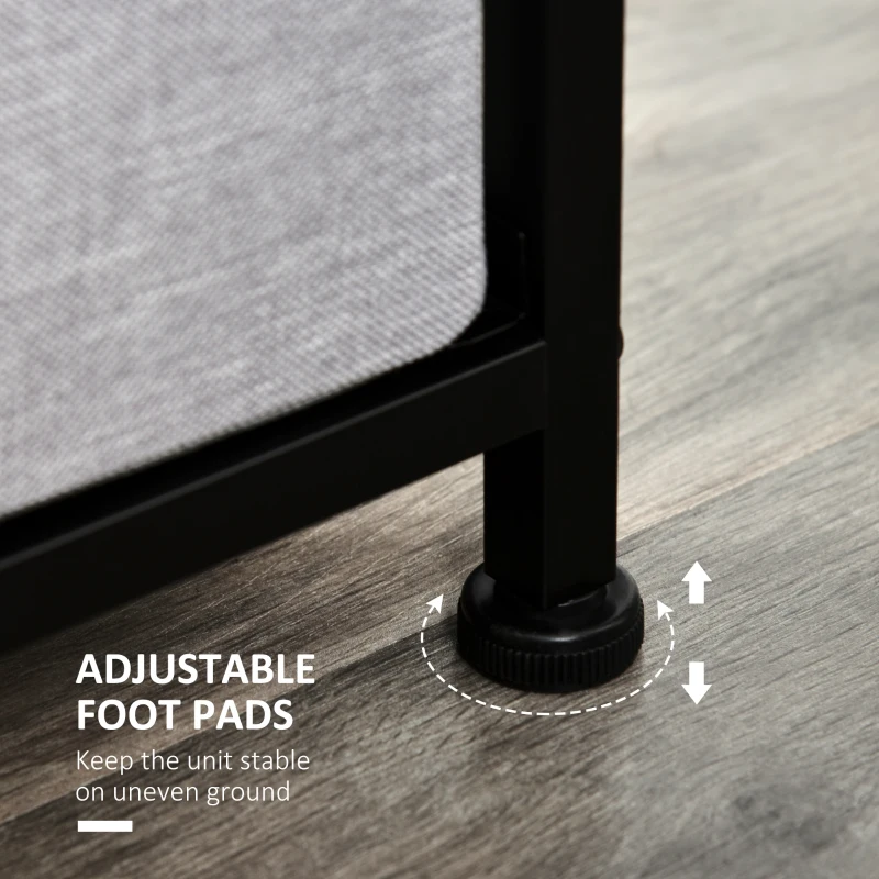 HOMCOM Dresser for Bedroom with 8 Drawers, 3-Tier Fabric Chest of Drawers, Tall Dresser Storage Tower with Steel Frame and Wooden Top for Closets, Nursery Room, Grey