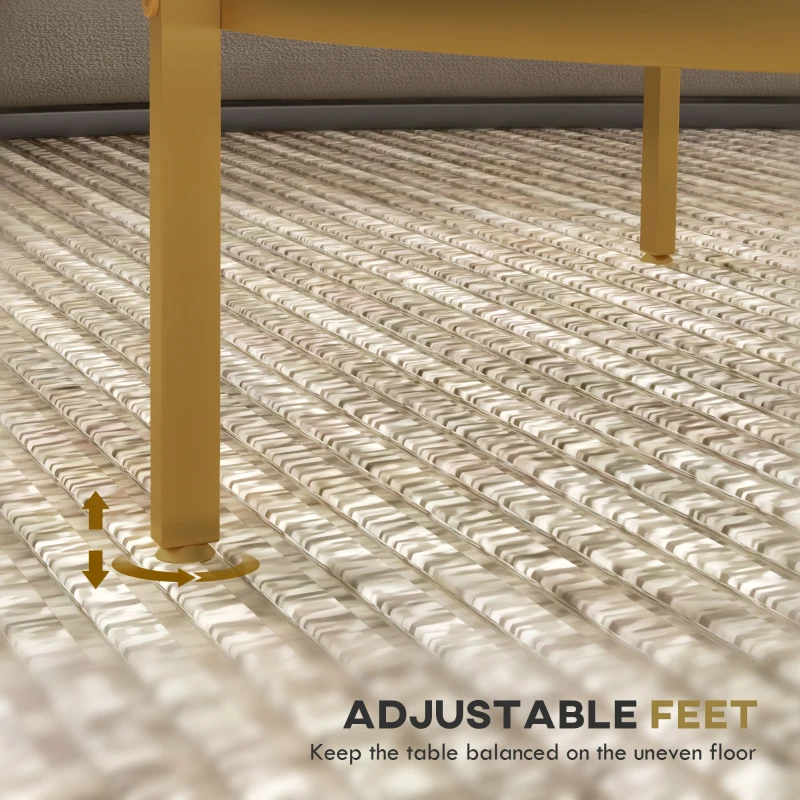 HOMCOM Side Table with Storage, 32" Round End Table, 2-Tier Tempered Glass Coffee Table with Steel Frame for Living Room, Gold