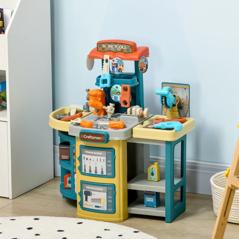 Qaba 47 Pieces Kids Tool Set Children Trolley for 3-6 Years Old