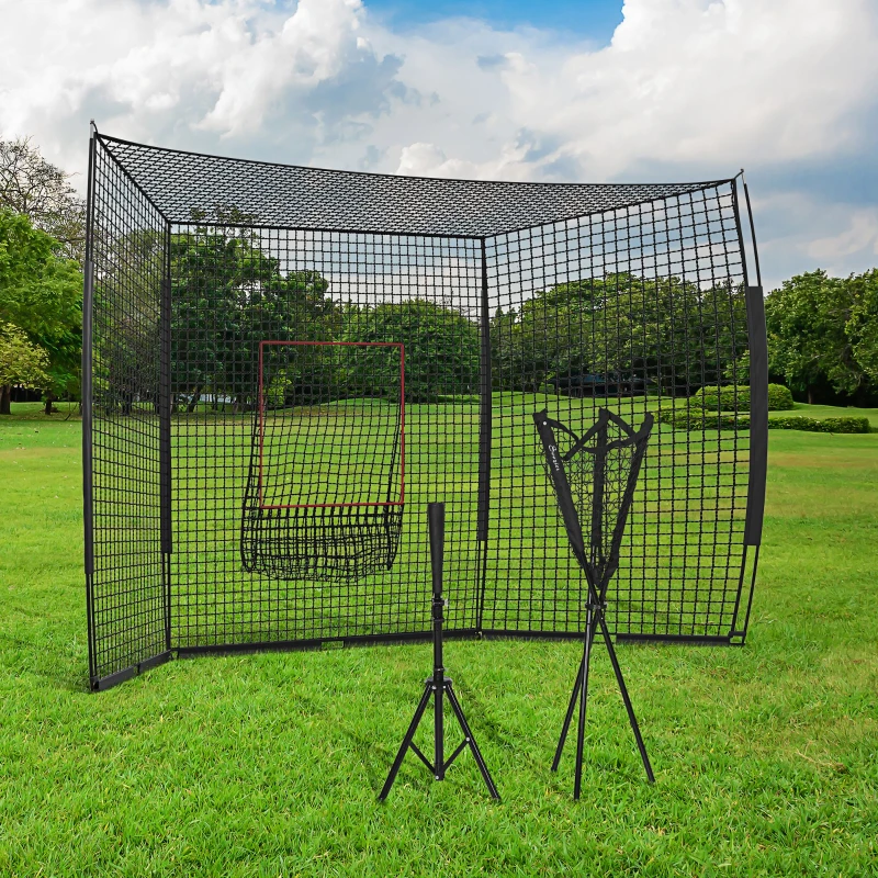 Soozier Softball and Baseball Net with Strike Zone, Tee, Caddy, and Portable Carry Bag for Pitching and Hitting Training