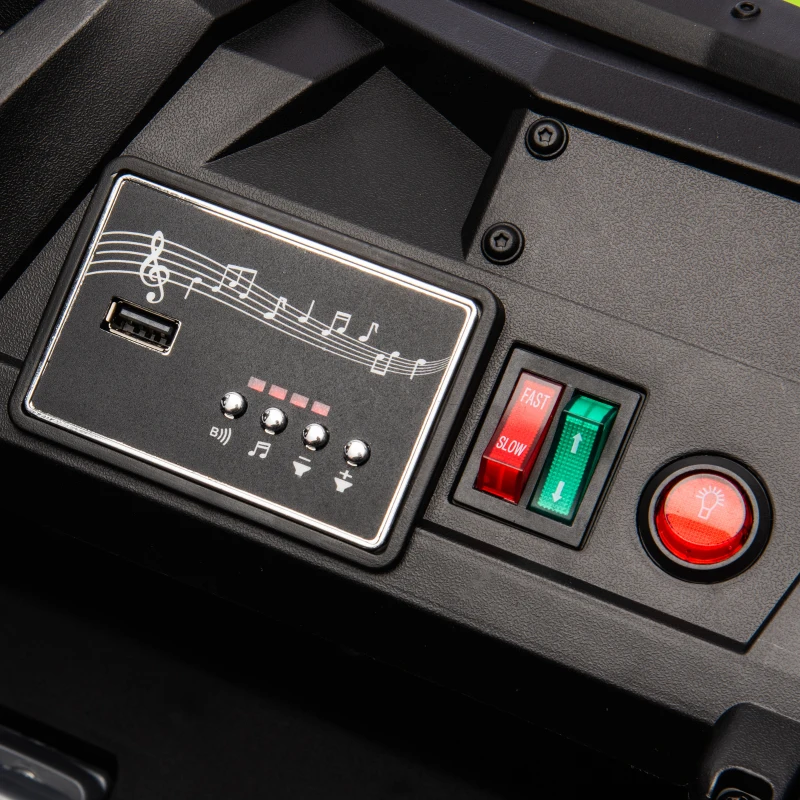 Qaba 24V 7AH Ride on Car, 2 Seater 4 MPH Ride on UTV with 4 Shock Absorbers, Music Horn LED Lights, for 3-8 Years, Green