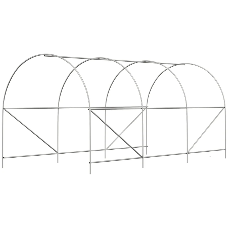 Outsunny 14.6' x 6.6' x 6.6' Walk-In Tunnel Greenhouse, Large Garden Hot House Kit with 6 Roll-up Windows & Roll Up Door, Steel Frame, White