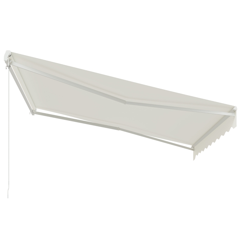 Outsunny 12' x 10' Electric Awning, Retractable Awning, UV Protection Sun Shade Shelter with Remote Controller and Manual Crank Handle for Deck, Balcony, Yard, Cream White(m-11)