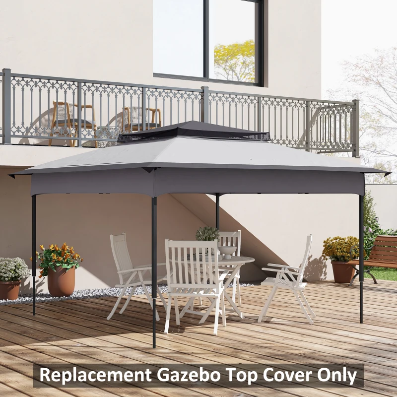 Outsunny 11' x 11' Replacement Canopy Top for Pop Up Canopy Tent, 2-Tier Canopy Cover, 30+ UV Protection, Gray