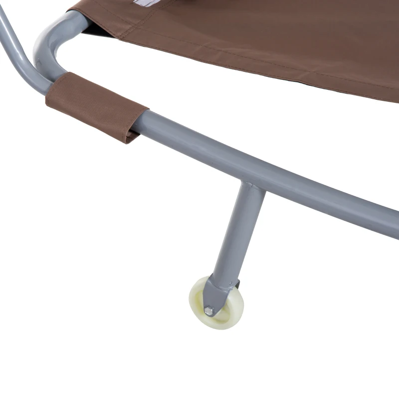 Outsunny 79" Outdoor Lounge Chair with Canopy, Double Chaise Lounger Hammock Bed w/ Pillow and Wheels, Brown