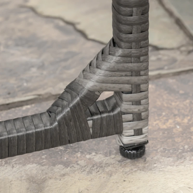 Outsunny 9 Pieces Wicker Patio Dining Set Outdoor Furniture Set with Removable Cushions, Glass Top Dining Table, Ottomans, PE Rattan Conversation Set for Garden Poolside, Grey