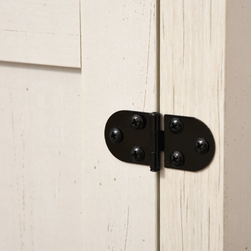 HOMCOM Farmhouse Kitchen Storage Cabinet, Sideboard Buffet Cabinet with 2 Rustic Barn Doors and Drawer, White