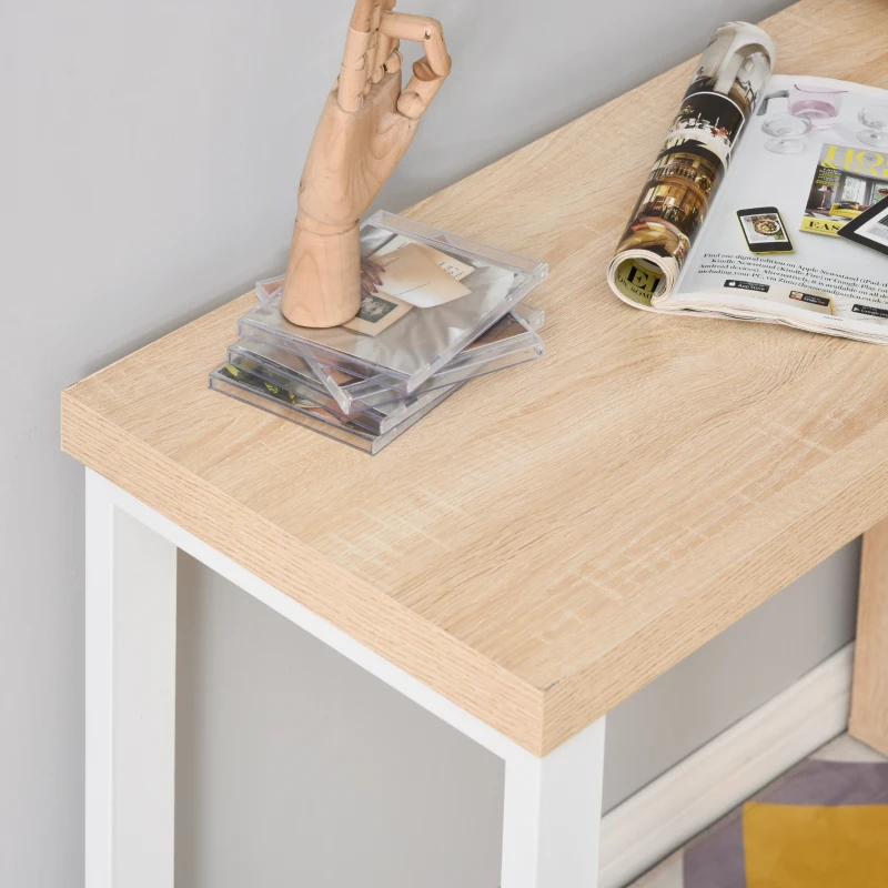 HOMCOM L-Shaped Writing Desk 360° Rotating Desk Corner Workstation, Oak