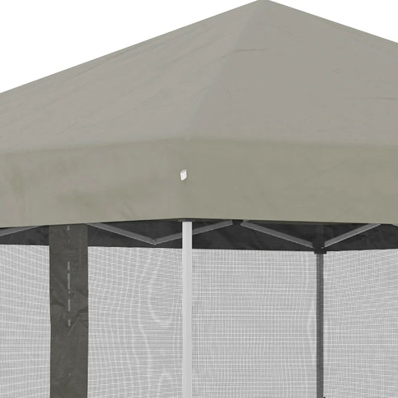 Outsunny 10' x 10' Pop-Up Party Tent Outdoor Canopy Tent with Mesh Sidewalls, 3-Level Adjustable Height, Roller Bag, Beige